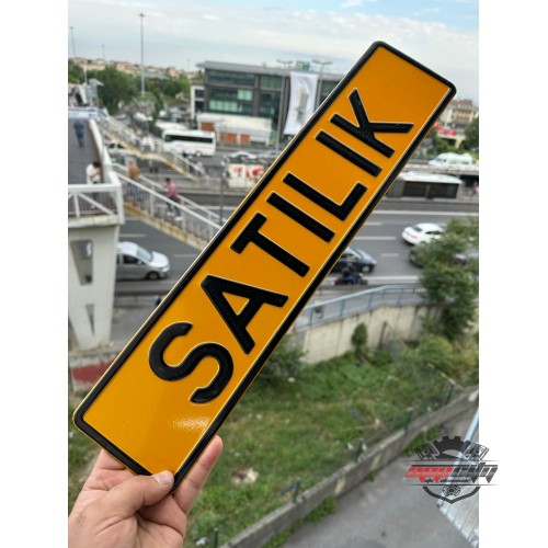 Appcity Satılık Yazılı Sarı Dekor Plaka, Yazi Dekor Plaka, Isme Özel Plaka, Galeri Plakası